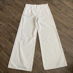 Alice + Olivia Jeans Cream Trish Mid‎ Rise Baggy Wide Leg Boho Womens Size 32